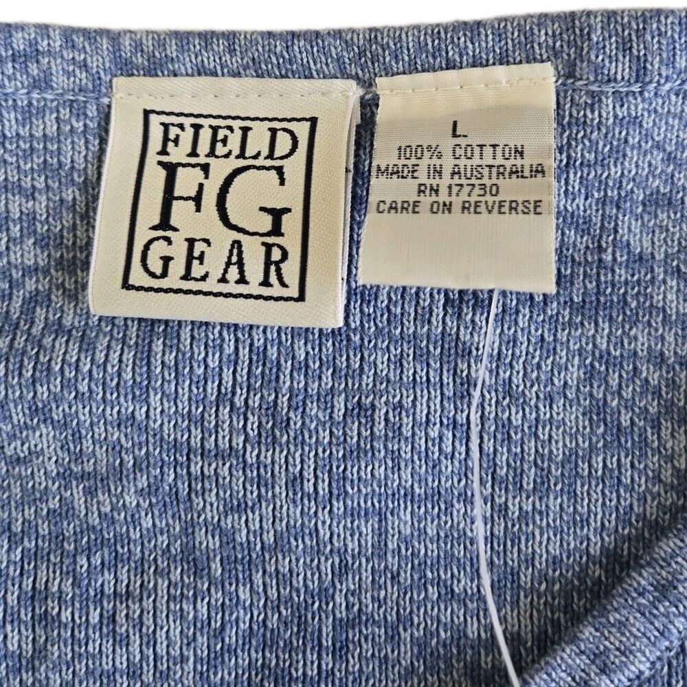VTG Field Gear Sweater L 100% Cotton Made in Australia NWT Deadstock Blue V-Neck - Picture 7 of 10